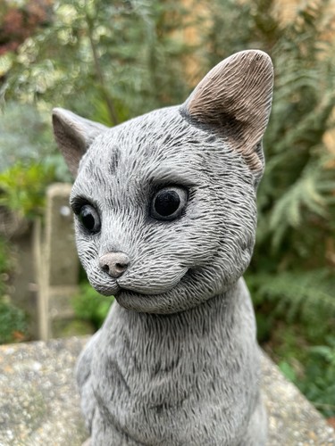 Sitting cat statue garden - cat,