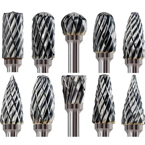10pcs rotary burr - bit, tungsten