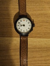 WW1 Military Style Nickel Plate 34mm Officers Gents Trench Watch (Working)