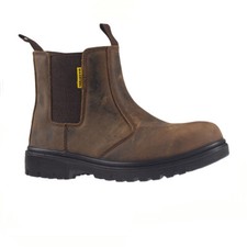 MENS DEALER BOOTS CHELSEA LIGHTWEIGHT LEATHER SAFETY WORK STEEL TOE CAP SHOES SZ