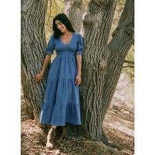 Christy Dawn Brooklyn Midi Dress Lapis Blue Women's XS
