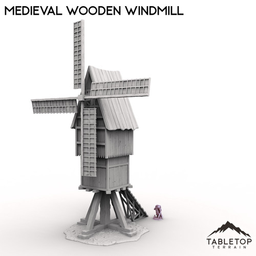 Medieval wooden windmill - wooden,