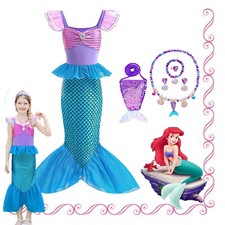 Ariel Little Mermaid Costume Girls Kids Fancy Dress Up Party Outfit BirthdayGift