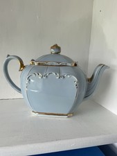 Antique Sadler Teapot 1922 Pale Blue Gold Gilt Art Deco England Vintage