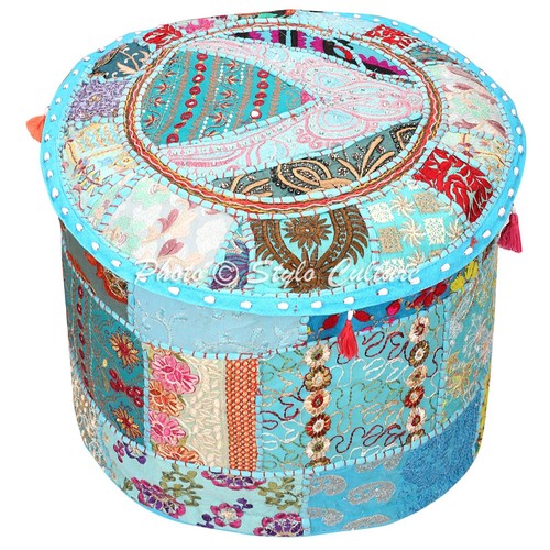 New indian patchwork pouf - indian,