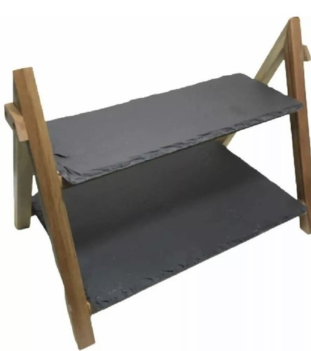 Tier wooden slate cup - slate, cake
