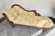Genuine Victorian Chaise Longue Mahogany Frame Re-Upholstered Circa 1860