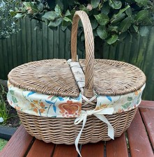 Vintage Lined Lidded Wicker