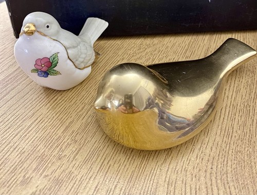 Ceramic birds grey white - ceramic,