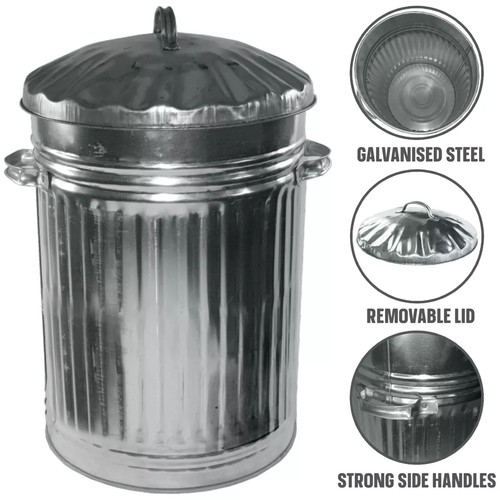 Galvanised metal bin - galvanised,