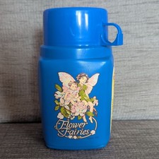 Vintage Flower Fairies 1986 Flask Roughneck Flip Top Kids Thermos