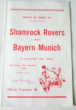 RARE Shamrock Rovers V Bayern Munich 1966 European Cup programme Great Condition
