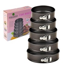 5Pc Round Cake Tins Baking Set Non-Stick Set of 5 Tier Wedding Cheesecake- New