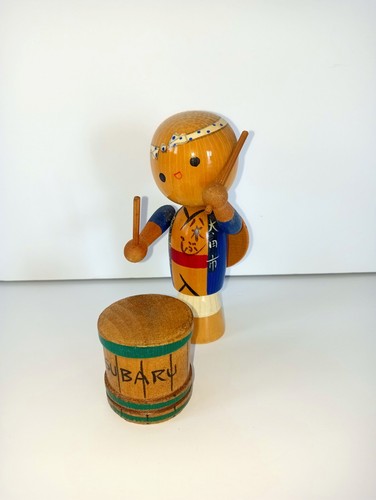 Kokeshi doll drummer wooden - kokeshi,