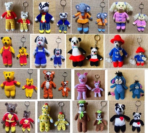 Bear figure keyring crochet - or,
