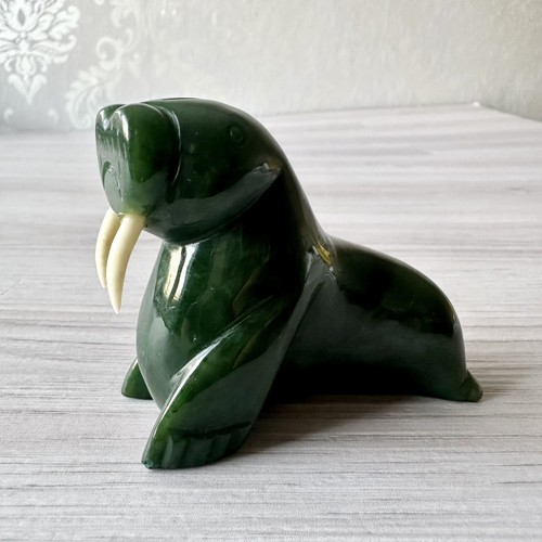 Jade walrus figurine sculpture - walrus,