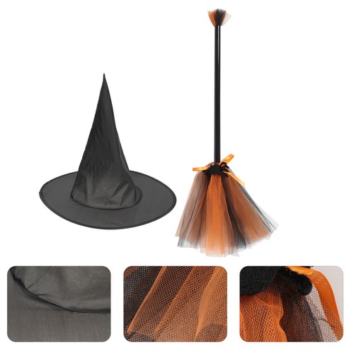 Set witch hat broom - set,