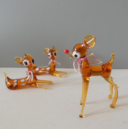 Murano glass deer figurines - glass,
