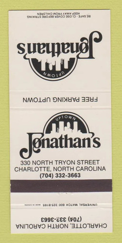 Matchbook cover jonathan s - matchbook,