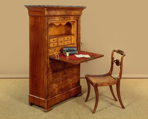 Antique burr walnut secretaire - walnut,