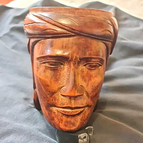 Carved wooden figural face - carved,