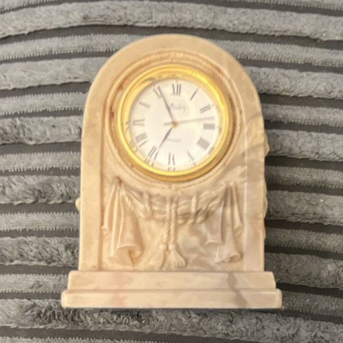 Beige marble arch desk clock - marble,