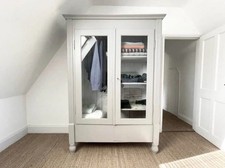 French Antique glazed armoire cupboard cabinet painted in Farrow and Ball