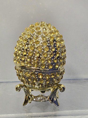 Vintage yellow rhinestone egg - vintage,