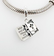 Bible Dangle Charm God Jesus Religious Genuine 925 Sterling Silver 💖