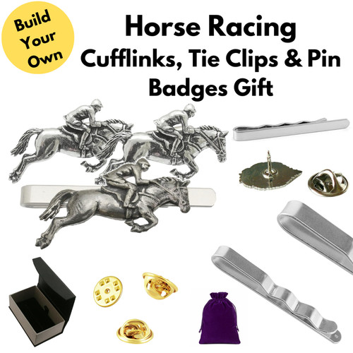 Horse racing cufflinks tie - cufflinks,