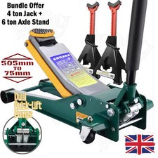 4T COMPACT GARAGE RACING HYDRAULIC CAR TROLLEY JACK 4 TONNE & 2 AXLE STANDS
