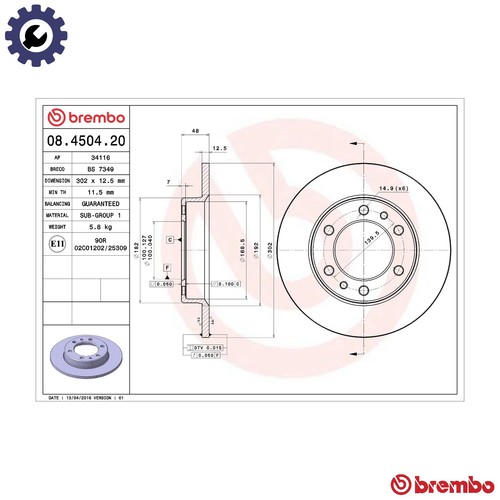 Brake disc 4504 - disc, 08.4504.20