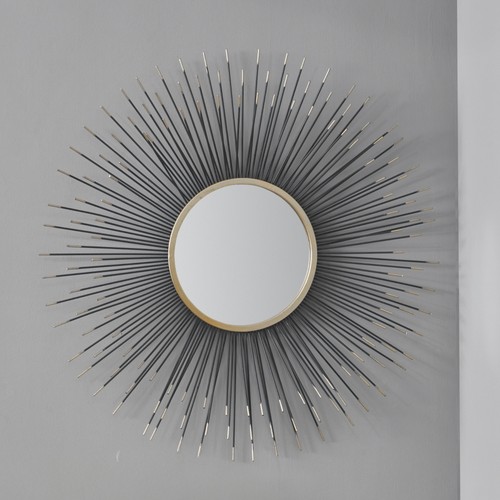 Round wall mirror black - wall, gold
