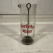 Vintage Horlicks Glass Mixer with Original Metal Tool Retro British Kitchenalia