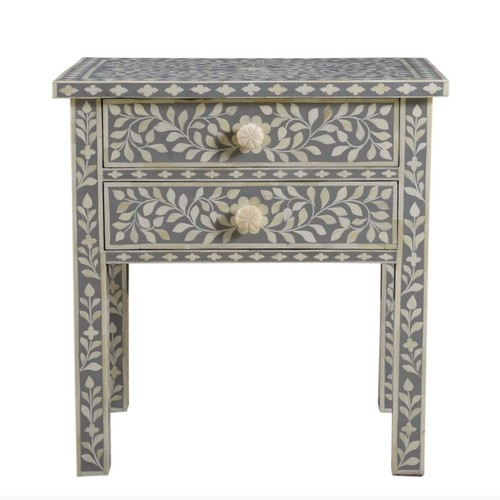 Grey bone inlay nightstand - grey,