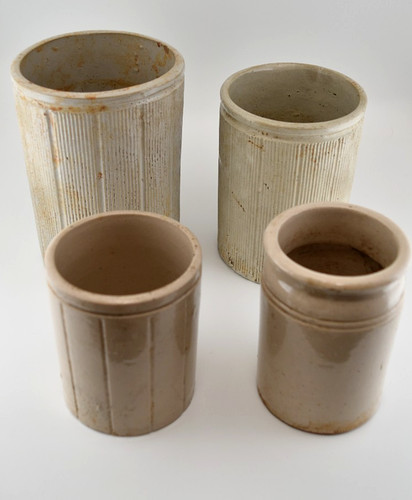 Vintage stoneware storage jars - vintage,