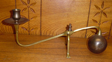 Vintage Cannonball Cantilevered Brass Candleholder For Mantel / Piano