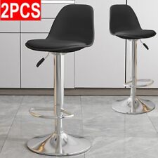 2x Adjustable Breakfast Bar Stools Swivel Gas Lift Chair Kitchen Cafe Pub