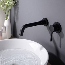 Wall Mounted Basin Tap Sink Mixer Taps Brass Swivel Spout Faucet Bathroom UK