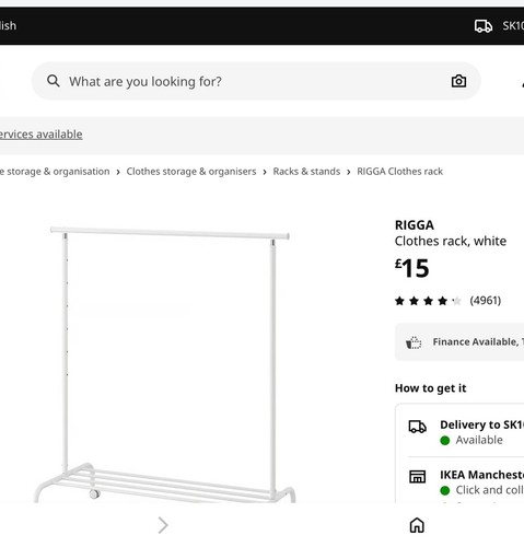 Ikea rigga clothes - ikea, rail