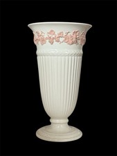 Wedgwood Embossed Queens Ware Pink On Cream Vase 33 cm