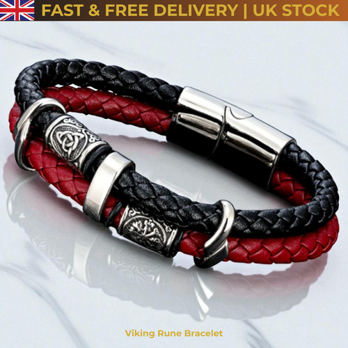 Viking leather bracelet men - viking,