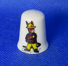STOKE-ON-TRENT  BONE CHINA THIMBLE COLLECTION -BUNNY FIREFIGHTER