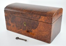 ANTIQUE VICTORIAN BURR WALNUT TEA CADDY c1880