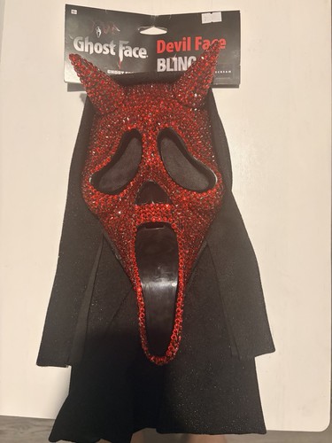 Red bling ghost face halloween - red,