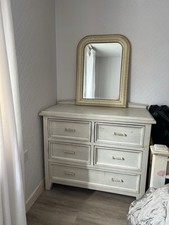 Off White Distressed Wood Wooden Chest of Drawers Bedroom Furniture Storage