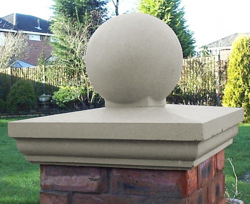 Fluted pier caps with - pier, ball