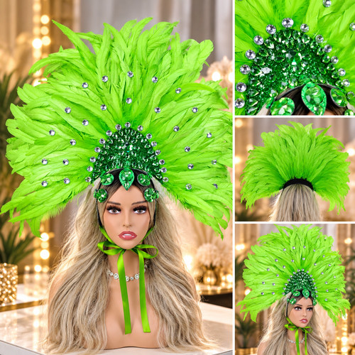 Feather rhinestone headdress - feather,