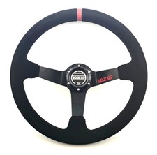 350mm Suede Deep Dish SPC Racing Steering Wheel Fit MOMO OMP Boss kit Red Stripe