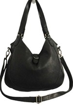 Fat Face Soft Black Leather Large Shoulder Hobo Bag 